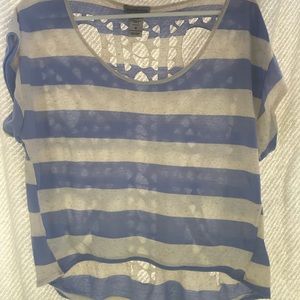 Purple and Off-White Striped t-shirt with Cut-Outs